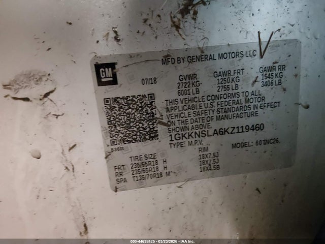 Aukcja sprzedaży 2019 Gmc Acadia Sle-2, vin: 1GKKNSLA6KZ119460, numer aukcji: 44638425