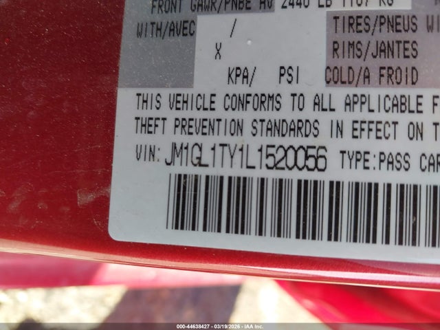 Aukcja sprzedaży 2020 Mazda Mazda6 Grand Touring, vin: JM1GL1TY1L1520056, numer aukcji: 44638427