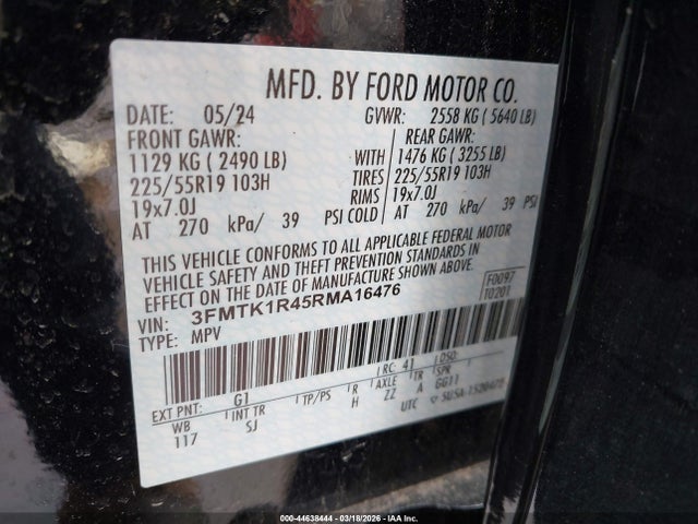 3FMTK1R45RMA16476 Ford Mustang Mach-e Select