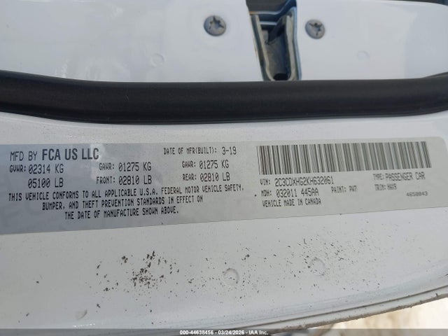 Продажа на аукционе авто 2019 Dodge Charger Gt Rwd, vin: 2C3CDXHG2KH632061, номер лота: 44638456