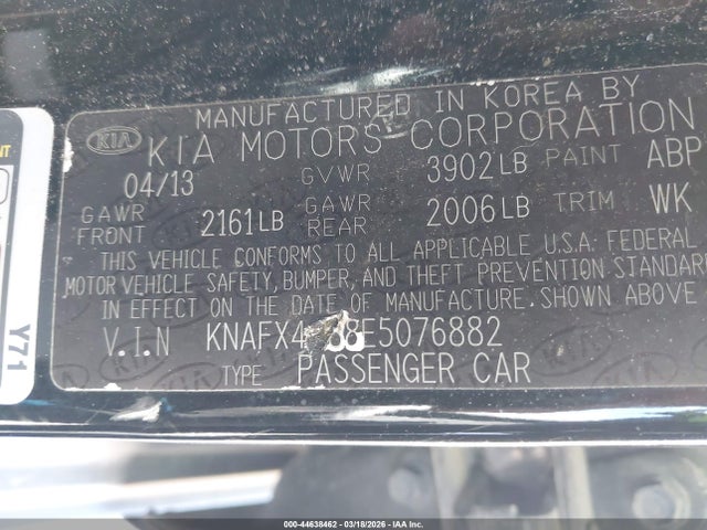 Продажа на аукционе авто 2014 Kia Forte Ex, vin: KNAFX4A88E5076882, номер лота: 44638462