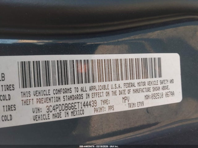 Продажа на аукционе авто 2014 Dodge Journey Sxt, vin: 3C4PDDBG6ET144439, номер лота: 44638476