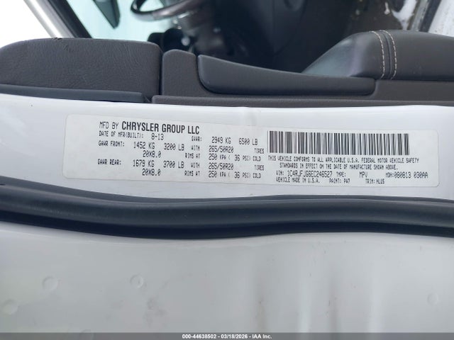 Продажа на аукционе авто 2014 Jeep Grand Cherokee Summit, vin: 1C4RJFJG6EC246527, номер лота: 44638502