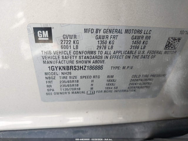 2017 CADILLAC XT5 1GYKNBRS3HZ186886 Photo 8