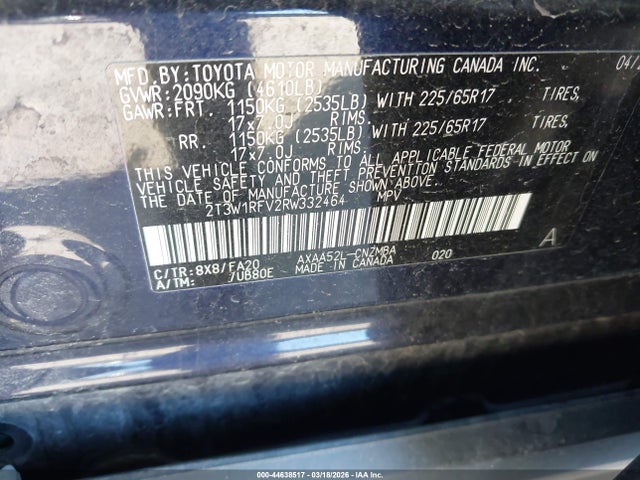 2024 Toyota Rav4 Xle მანქანა იყიდება აუქციონზე, vin: 2T3W1RFV2RW332464, აუქციონის ნომერი: 44638517
