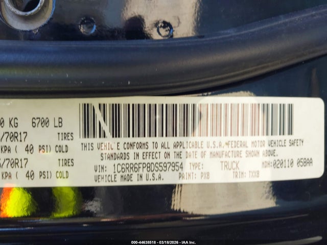 2013 RAM 1500 1C6RR6FP8DS597954 Photo 8