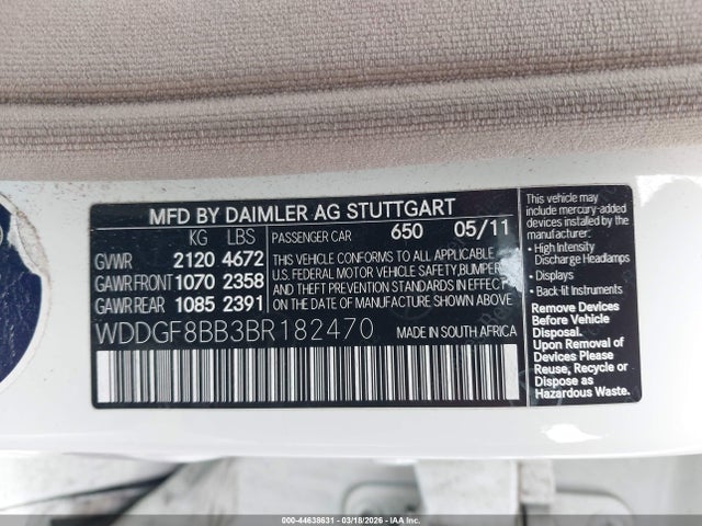Продаж на аукціоні авто 2011 Mercedes-benz C 300 Sport 4matic, vin: WDDGF8BB3BR182470, номер лоту: 44638631