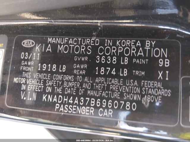 2011 KIA RIO KNADH4A37B6960780 Photo 8