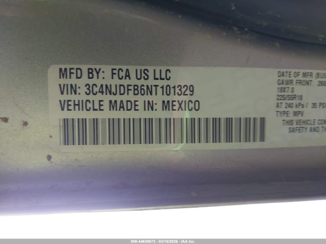 Продаж на аукціоні авто 2022 Jeep Compass Latitude Lux 4x4, vin: 3C4NJDFB6NT101329, номер лоту: 44638672