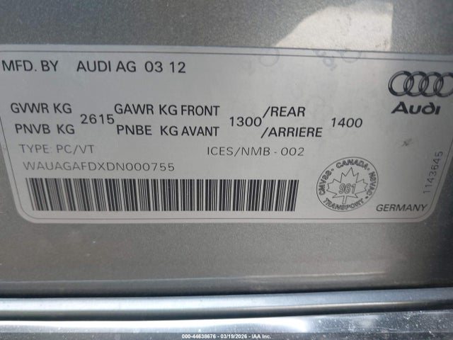 2013 AUDI A8 WAUAGAFDXDN000755 Photo 8