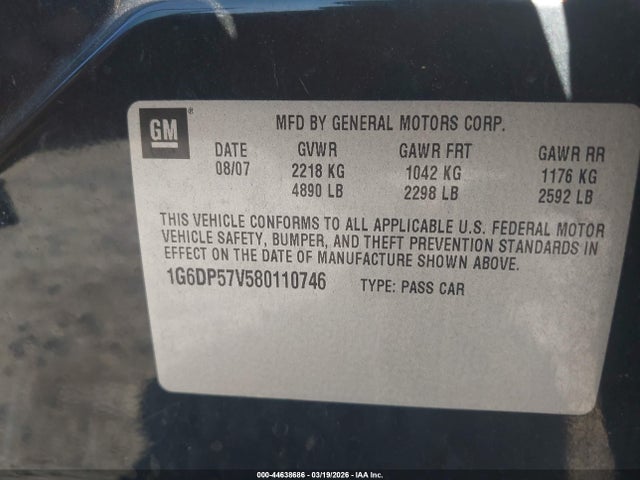 2008 CADILLAC CTS 1G6DP57V580110746 Photo 8
