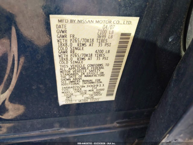 2008 NISSAN TITAN 1N6BA07D28N300911 Photo 8