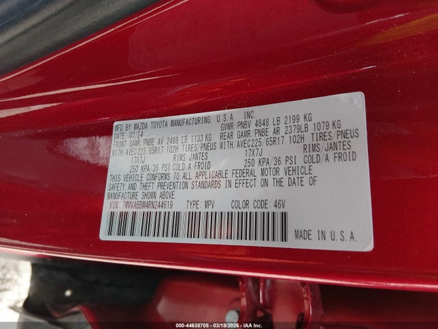 Продажа на аукционе авто 2024 Mazda Cx-50 2.5 S Preferred, vin: 7MMVABBM4RN244619, номер лота: 44638705