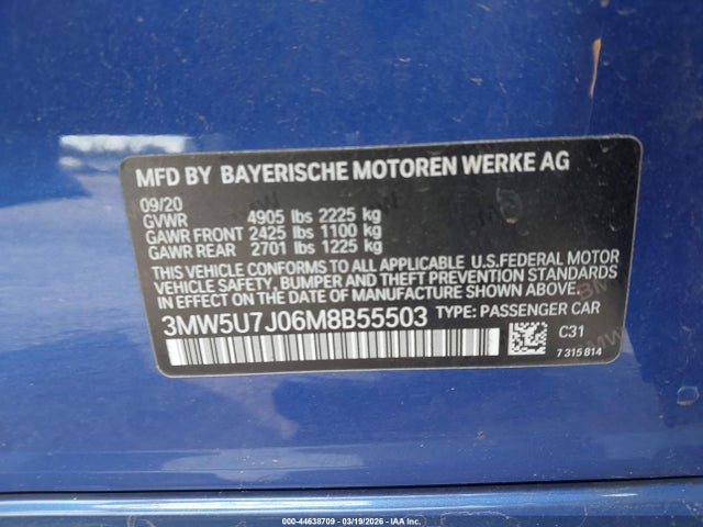 Продаж на аукціоні авто 2021 Bmw M340i, vin: 3MW5U7J06M8B55503, номер лоту: 44638709