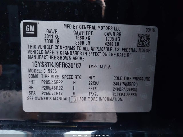 2015 CADILLAC ESCALADE ESV 1GYS3TKJ9FR630167 Photo 8