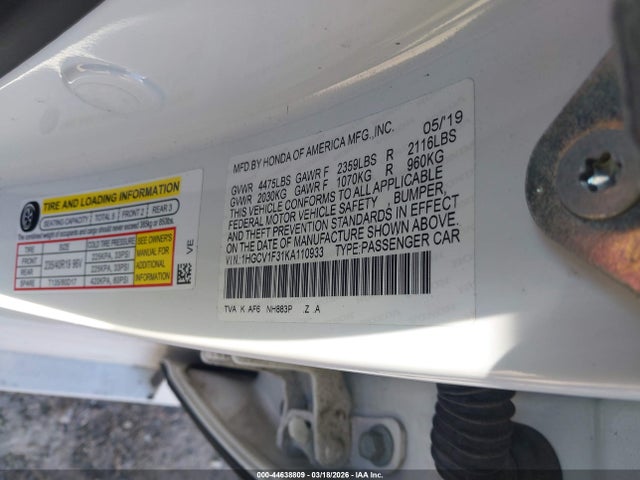 1HGCV1F31KA110933 Honda Accord Sport