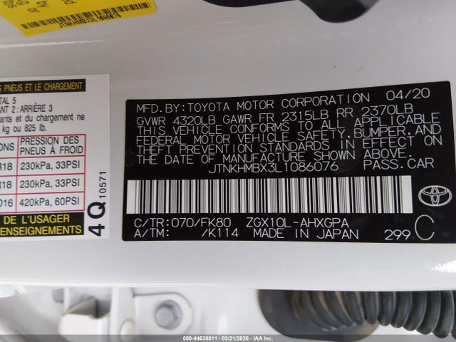 2020 TOYOTA C-HR JTNKHMBX3L1086076 Photo 8