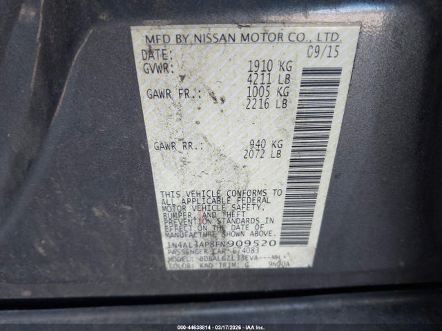 1N4AL3AP8FN909520 Nissan Altima 2.5 S