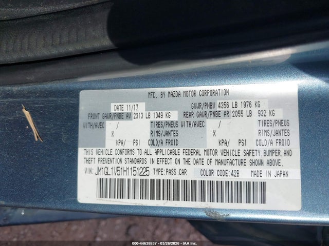 JM1GL1V51H1151225 Mazda Mazda6 Touring