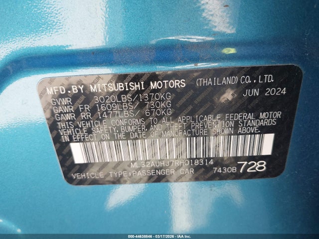 2024 MITSUBISHI MIRAGE ML32AUHJ7RH018314 Photo 8