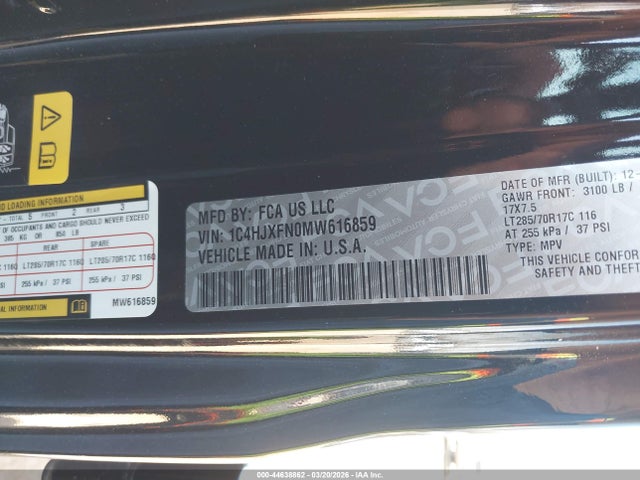Aukcja sprzedaży 2021 Jeep Wrangler Unlimited Rubicon 4x4, vin: 1C4HJXFN0MW616859, numer aukcji: 44638862