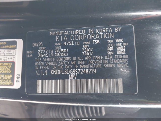 Aukcja sprzedaży 2025 Kia Sportage Hybrid Lx, vin: KNDPU3DG9S7248219, numer aukcji: 44638932