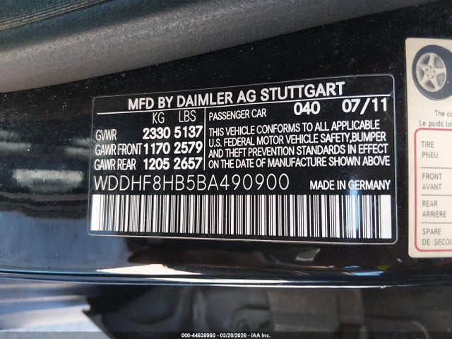 Продажа на аукционе авто 2011 Mercedes-benz E 350 4matic, vin: WDDHF8HB5BA490900, номер лота: 44638960