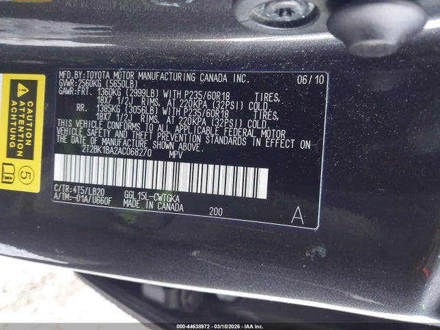 2010 Lexus Rx 350 მანქანა იყიდება აუქციონზე, vin: 2T2BK1BA2AC068270, აუქციონის ნომერი: 44638972