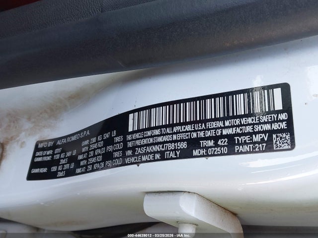 Aukcja sprzedaży 2018 Alfa Romeo Stelvio Ti Sport Awd, vin: ZASFAKNNXJ7B81566, numer aukcji: 44639012