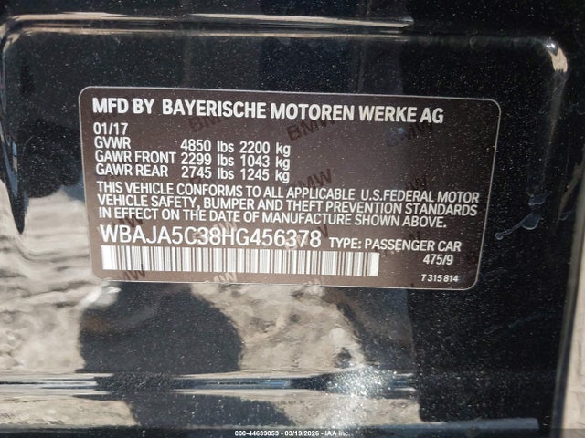 WBAJA5C38HG456378 BMW 530I