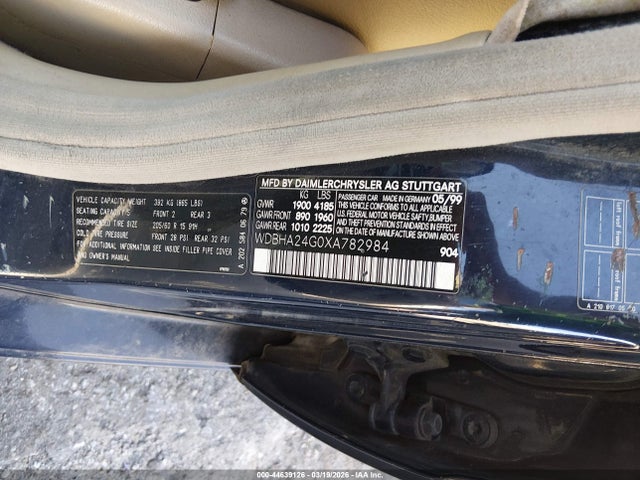 1999 Mercedes-benz C 230 Kompressor მანქანა იყიდება აუქციონზე, vin: WDBHA24G0XA782984, აუქციონის ნომერი: 44639126