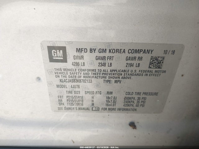 Aukcja sprzedaży 2019 Buick Encore Fwd Preferred, vin: KL4CJASB3KB782133, numer aukcji: 44639137