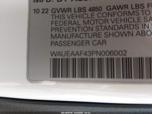 44639155 :رقم المزاد ، WAUEAAF43PN006002 vin ، 2023 Audi A4 Premium Plus 45 Tfsi S Line Quattro S Tronic مزاد بيع