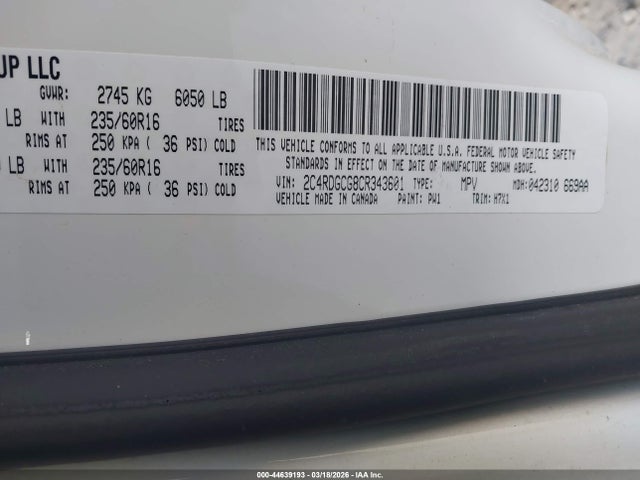 2012 DODGE GRAND CARAVAN 2C4RDGCG8CR343601 Photo 8