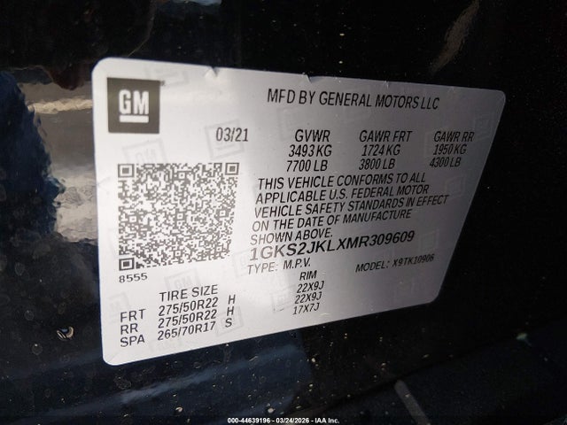 2021 GMC YUKON XL 1GKS2JKLXMR309609 Photo 8