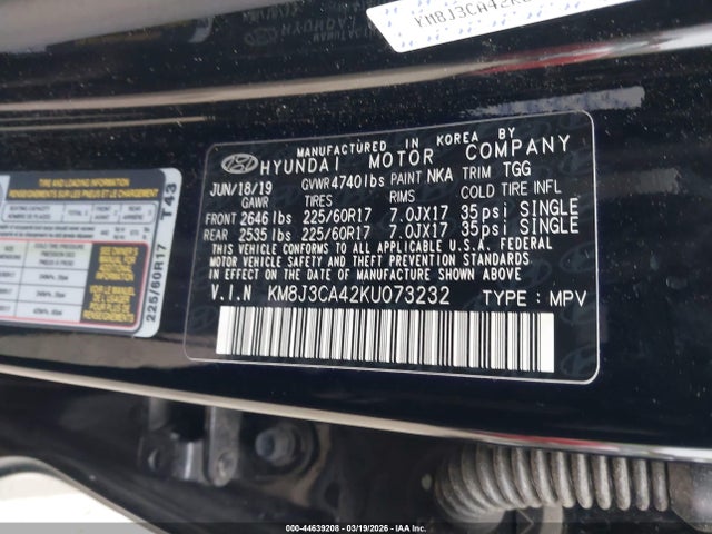 2019 HYUNDAI TUCSON KM8J3CA42KU073232 Photo 8