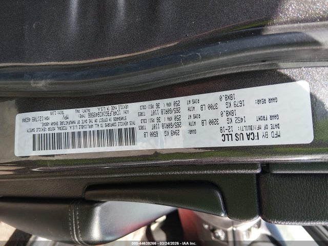 44639266 :رقم المزاد ، 1C4RJFBG1KC649566 vin ، 2019 Jeep Grand Cherokee Limited 4x4 مزاد بيع