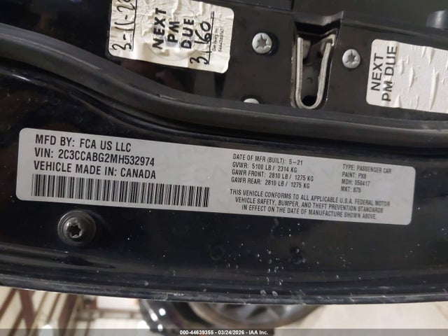 2021 Chrysler 300 300s მანქანა იყიდება აუქციონზე, vin: 2C3CCABG2MH532974, აუქციონის ნომერი: 44639355