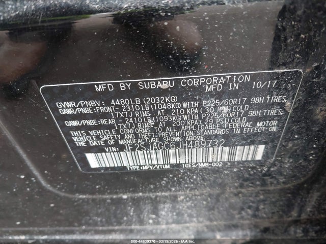 Aukcja sprzedaży 2018 Subaru Forester 2.5i Premium, vin: JF2SJAGC6JH489732, numer aukcji: 44639370