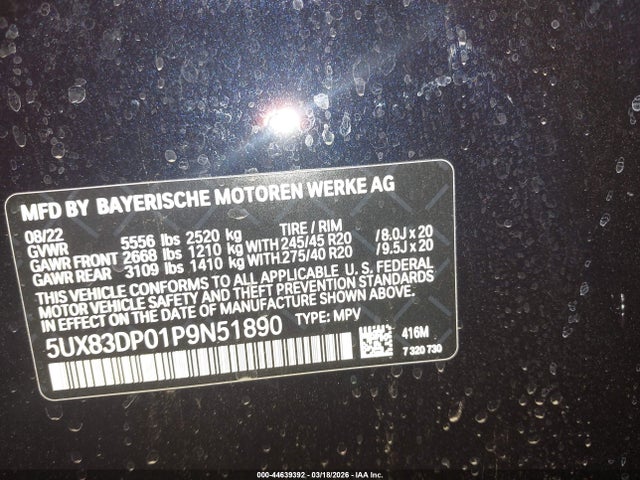 5UX83DP01P9N51890 BMW X3 M40i