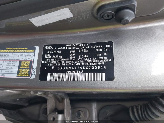 Продаж на аукціоні авто 2013 Kia Optima Ex, vin: 5XXGN4A79DG255916, номер лоту: 44639397