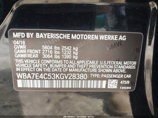 2019 BMW 740I WBA7E4C53KGV28380 Photo 8