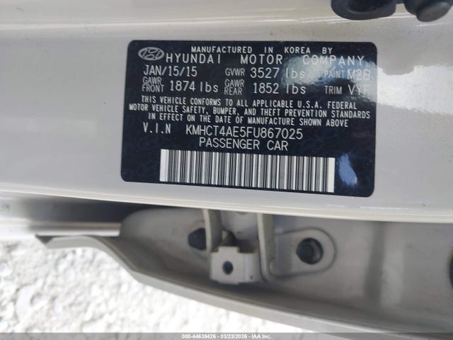 44639426 :رقم المزاد ، KMHCT4AE5FU867025 vin ، 2015 Hyundai Accent Gls مزاد بيع