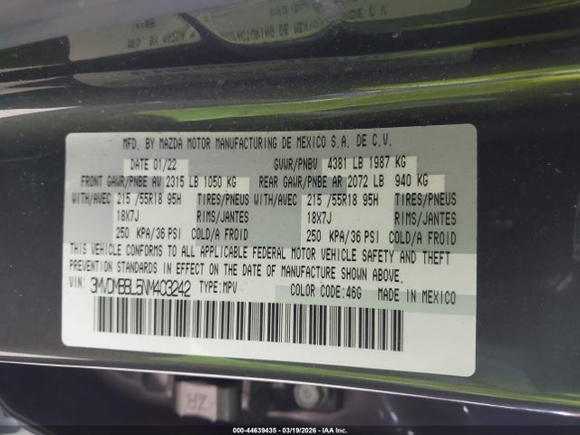 Aukcja sprzedaży 2022 Mazda Cx-30 Select, vin: 3MVDMBBL5NM403242, numer aukcji: 44639435