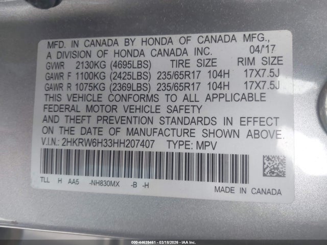 Honda CR-V LX 2017 2HKRW6H33HH207407 Image 9