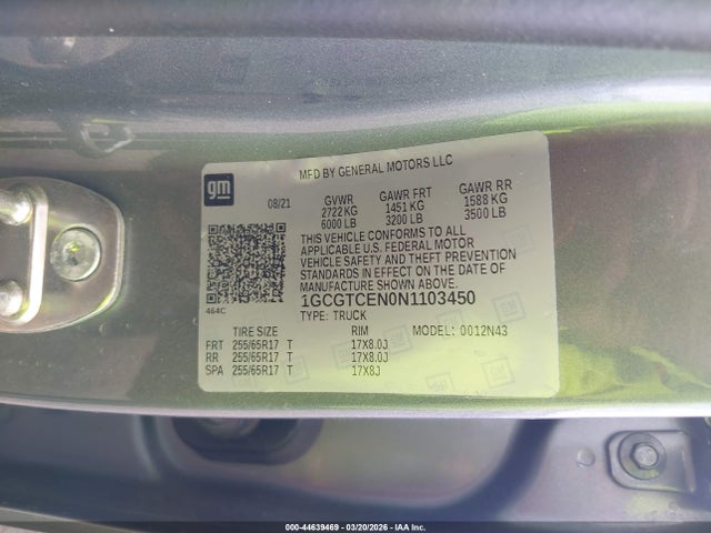 2022 CHEVROLET COLORADO 1GCGTCEN0N1103450 Photo 8