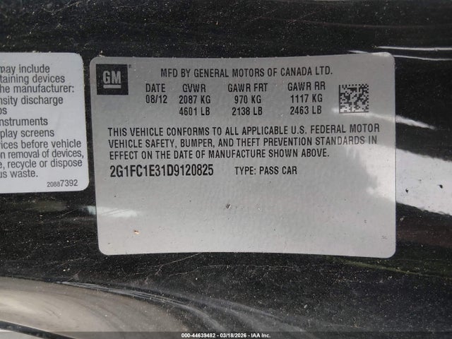 2013 CHEVROLET CAMARO 2G1FC1E31D9120825 Photo 8