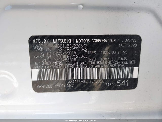 Продаж на аукціоні авто 2020 Mitsubishi Outlander Es 2.4 S-awc, vin: JA4AZ3A35LZ045658, номер лоту: 44639489