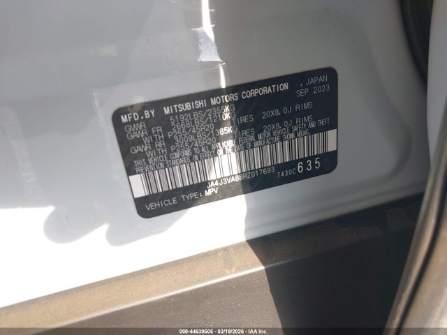 Aukcja sprzedaży 2024 Mitsubishi Outlander Se 2.5 2wd, vin: JA4J3VA88RZ017693, numer aukcji: 44639505