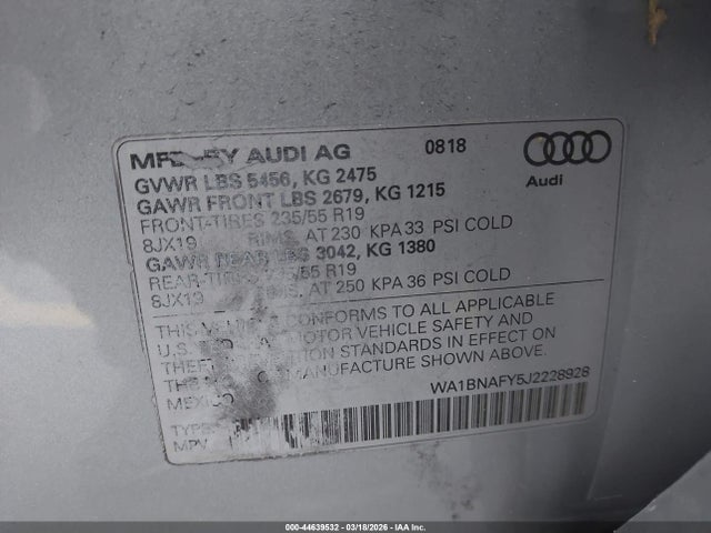 2018 AUDI Q5 WA1BNAFY5J2228928 Photo 8